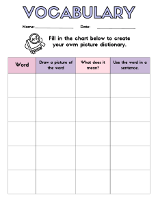 Vocabulary Picture Dictionary Worksheet