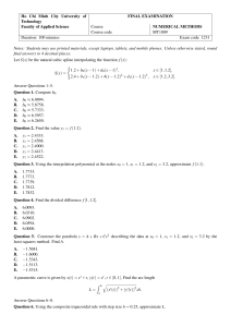 Numerical Methods Final Exam MT1009