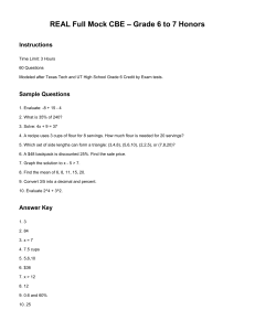 Grade 6 to 7 Honors Math Mock CBE Exam