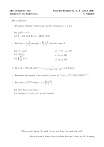 Math 100: Functions I Exercises