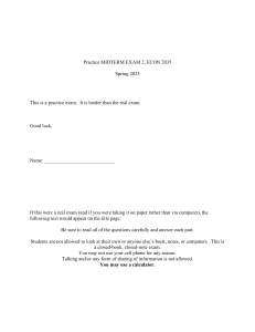 Practice Midterm Exam 2 for ECON 2035