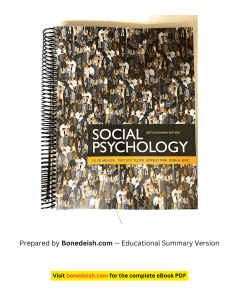 Social Psychology Sixth Canadian Edition Summary