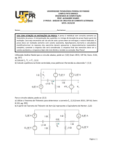 Prova de An&aacute;lise de Circuitos AC - UTFPR
