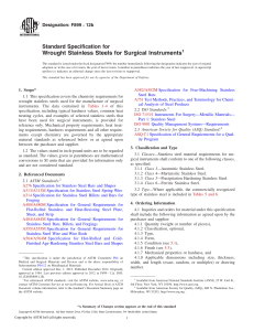 ASTM F899-12b: Wrought Stainless Steels for Surgical Instruments