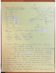 MECH 242 Kinematic Analysis Problem Set