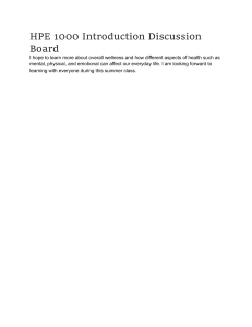 HPE 1000 Introduction Discussion Board - Wellness Class
