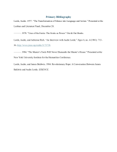 Audre Lorde Primary Bibliography