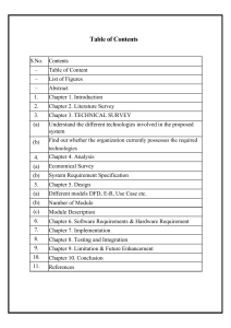 Software Project Report Table of Contents
