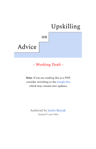 Upskilling Advice: Working Draft on Skill Development