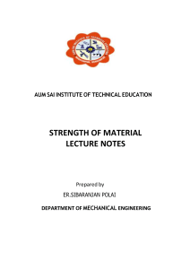 Strength of Materials Lecture Notes - Mechanical Engineering