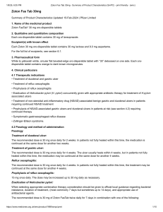 Zoton Fas Tab 30mg SmPC: Lansoprazole Product Summary