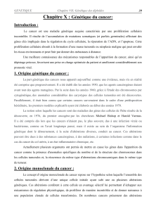 G&eacute;n&eacute;tique du cancer : Chapitre X sur l'origine et les g&egrave;nes impliqu&eacute;s