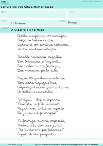 A Cigarra e a Formiga: Li&ccedil;&atilde;o de Leitura e Memoriza&ccedil;&atilde;o