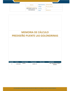 Memoria de C&aacute;lculo Predise&ntilde;o Puente Las Golondrinas
