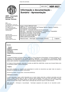 NBR 6027: Informa&ccedil;&atilde;o e Documenta&ccedil;&atilde;o - Sum&aacute;rio - Apresenta&ccedil;&atilde;o