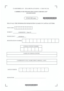 CSEC Chemistry Paper 02 Exam 2021
