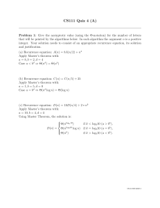 CS111 Quiz 4 (A) - Asymptotic Analysis & Combinatorics