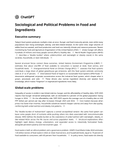 Sociological and Political Problems in Food and Ingredients