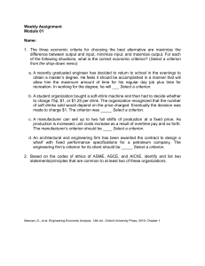 Engineering Economics Weekly Assignment Module 01