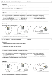 Exercices sur les circuits &eacute;lectriques &ndash; 5e P3 Chapitre 1