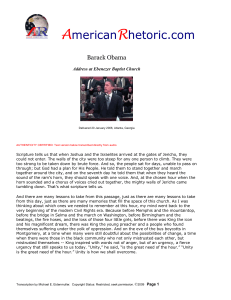 Barack Obama's 2008 Ebenezer Baptist Church Speech Transcript
