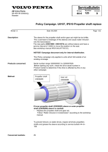 Volvo Penta IPS10 Propeller Shaft Replacement Service Bulletin