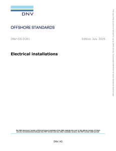 DNV-OS-D201: Electrical Installations Offshore Standard July 2025
