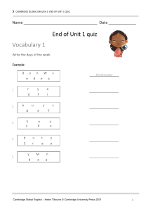 Cambridge Global English 2 Unit 1 Quiz