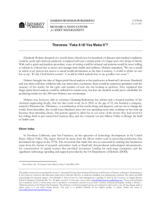Theranos Case Study: 'Fake It till You Make It'?
