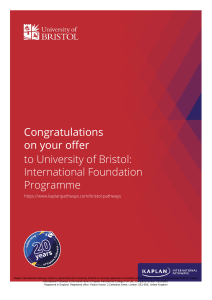 University of Bristol International Foundation Programme Offer Letter