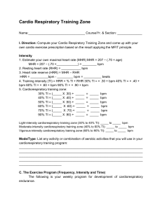 Cardio Respiratory Training Zone Worksheet