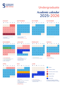 Kalendarz akademicki Sorbonne University Abu Dhabi 2025-2026