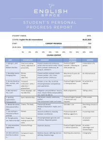 English B1 Progress Report: Student Course Tracking