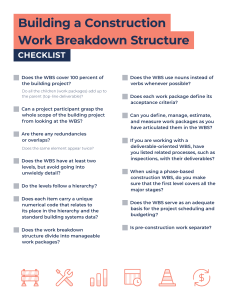 Construction Work Breakdown Structure Checklist