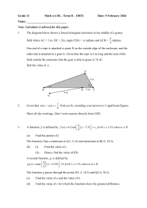 Grade 11 Math AA HL Term II OBT1 Exam Paper