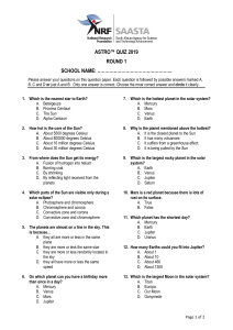 ASTRO Quiz 2019 Round 1 Astronomy Questions