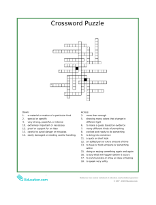 Crossword Puzzle Worksheet for Vocabulary Practice