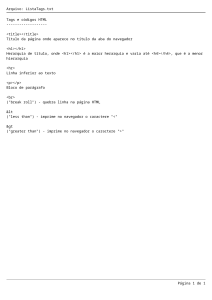 Lista de Tags HTML: Tags e C&oacute;digos B&aacute;sicos
