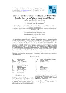 Effect of Impeller Clearance and Liquid Level on Critical Impeller Speed
