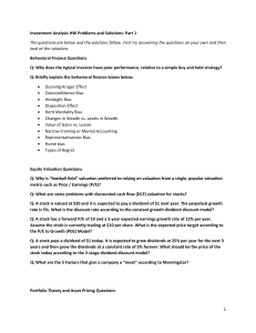 Investment Analysis HW Problems and Solutions: Part 1