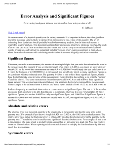 Error Analysis and Significant Figures Guide