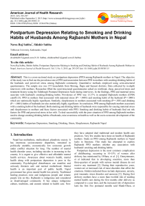 Postpartum Depression in Rajbanshi Mothers: Husband's Smoking & Drinking Habits