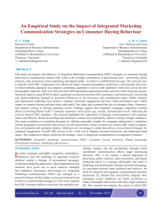 Empirical Study on IMC Strategies and Consumer Buying Behaviour