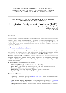 Invigilator Assignment Problem (IAP) Mathematical Modeling Course Assignment