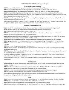 History of Pakistan & India Past Papers
