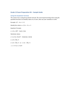 Grade 12 Quadratic Formula Exam Prep Guide