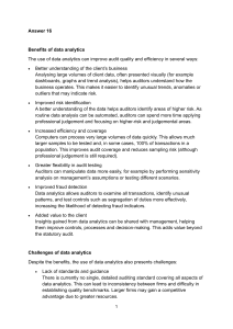 Benefits and Challenges of Data Analytics in Auditing