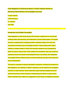False Allegations of Child Sexual Abuse: Literature Review