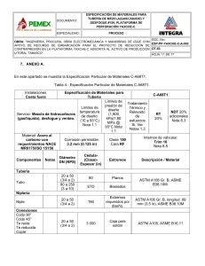 Especificaci&oacute;n de Materiales para Tuber&iacute;a de Mezcla y Desfogu