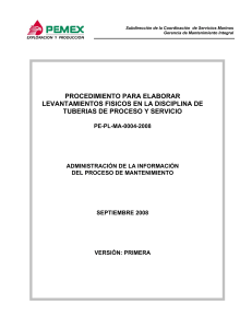 Procedimiento para Levantamientos F&iacute;sicos en Tuber&iacute;as de Proceso y Servicio